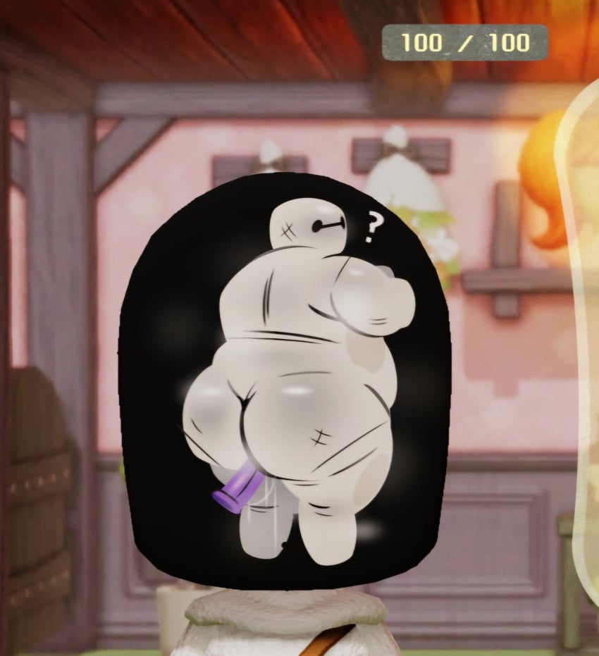 ? baymax big_hero_6 dildo dildo_in_ass miitopia overweight overweight_male robot trashtoonz