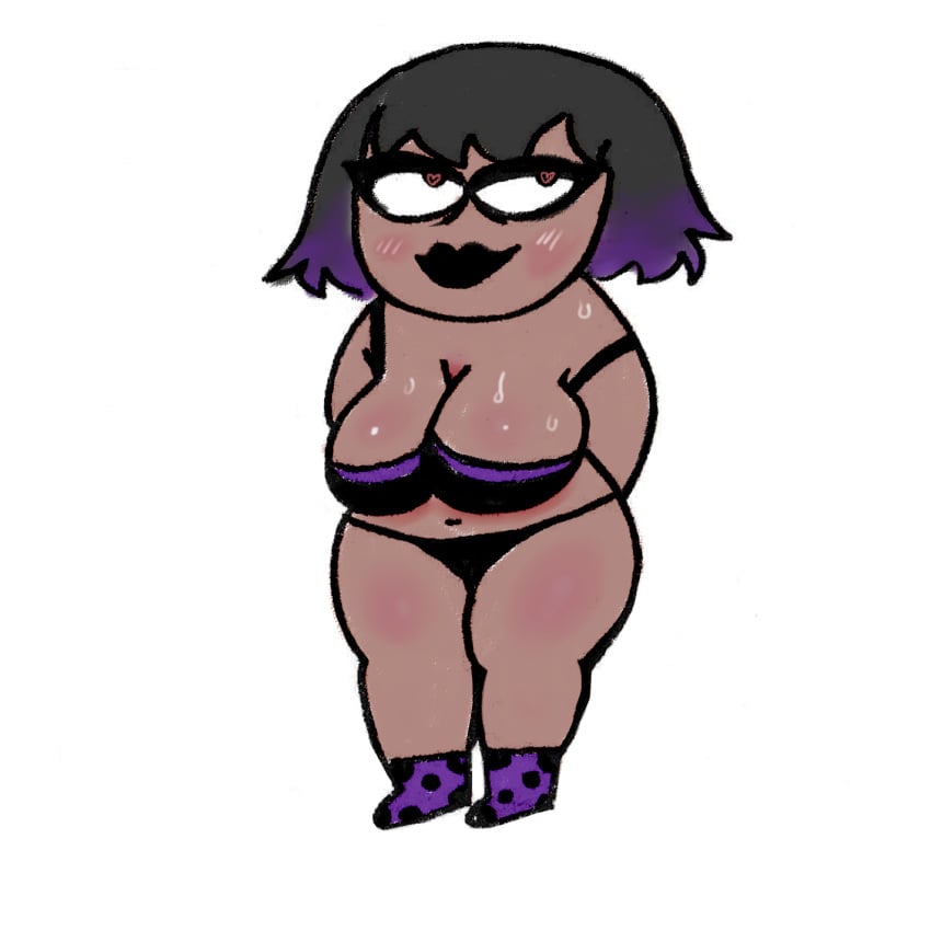 bad_anatomy chubby chubby_female dark-skinned_female dark_skin girlfriend goth goth_girl pijama thick_ass thick_thighs