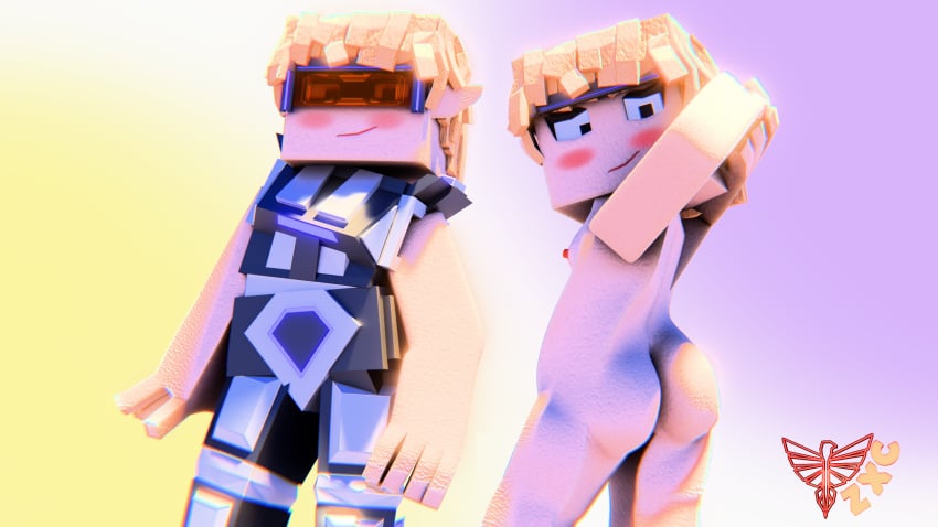 1boy 1boy1girl 1girls 3d 3d_render armor armored armored_female blender blender3d blender_(software) blender_cycles blush elf elf_ears elf_female elf_girl enigma_zxc female looking_at_viewer looking_back minecraft multiple_views naked naked_female nude nude_female original_character presenting_ass sci-fi self_upload simple_background smile smiling tagme watermark