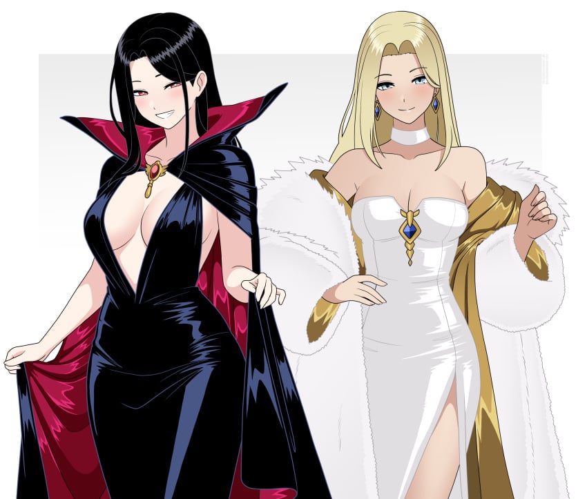 2d 2girls black_queen_selene blonde_hair breasts emma_frost hellfire_club nico-neko nicolasgravelqc selene_gallio white_queen x-men