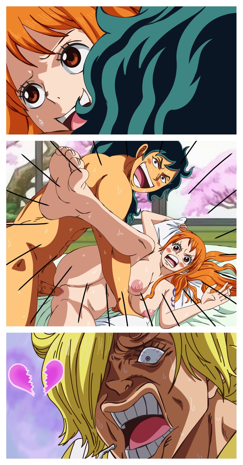 2d breasts female kozuki_momonosuke male nami_(one_piece) nude one_piece rao_jackman sex vinsmoke_sanji