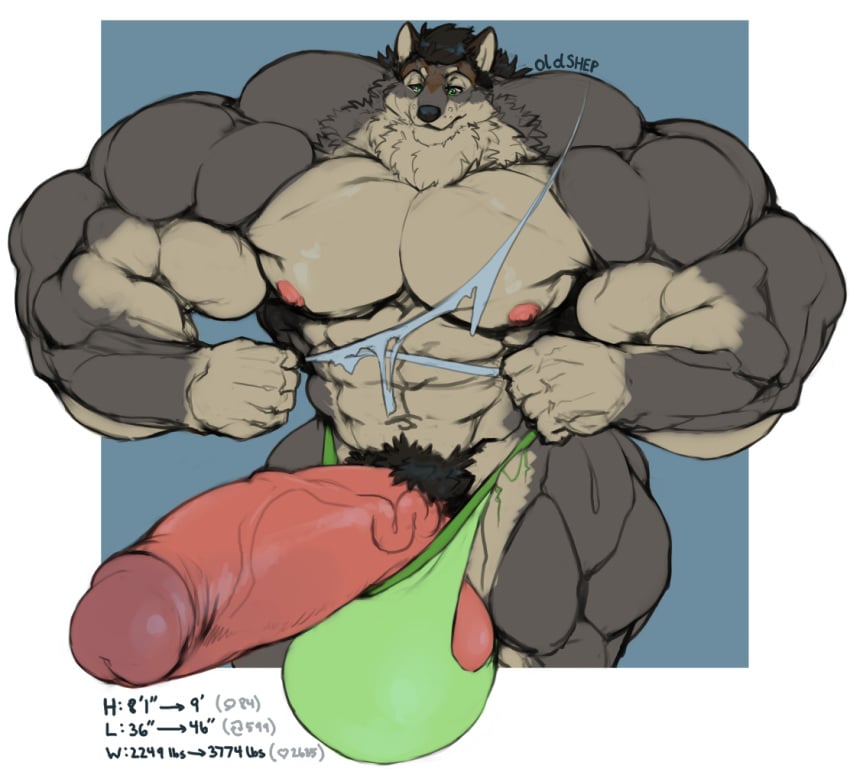 1:1 2020 5_fingers abs anthro areola biceps big_bulge big_muscles biped black_hair blep body_size_growth border bottomwear bulge canid canine canis claws clothing digital_drawing_(artwork) digital_media_(artwork) erection finger_claws fingers flexing flexing_bicep foreskin fur genitals george_(yuri)_kuznetsov glans green_clothing green_eyes green_underwear grey_body grey_fur growth growth_sequence hair huge_bulge huge_muscles humanoid_genitalia humanoid_penis hyper hyper_bulge hyper_muscles looking_at_viewer male mammal muscle_growth muscular nipples oldshep paws pecs penis penis_base quads shirt shorts size_transformation solo standing tank_top tongue tongue_out topwear torn_clothing transformation underwear vein veiny_penis white_border wolf