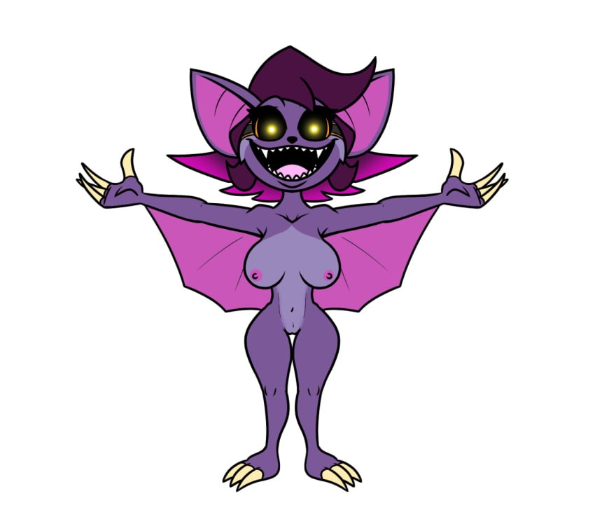 bat batsloth big_breasts big_ears breasts claws fangs female fur hi_res lord_sarloc mammal pilosan pukijr purple_body purple_fur sarlette sloth solo teeth wings xenarthran