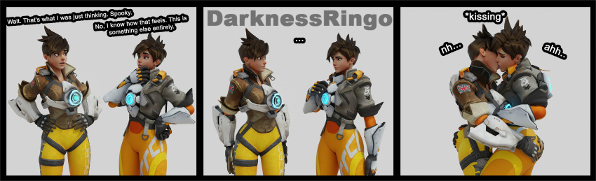 3d darknessringo lena_oxton lesbian_kiss overwatch overwatch_2 selfcest tracer yuri