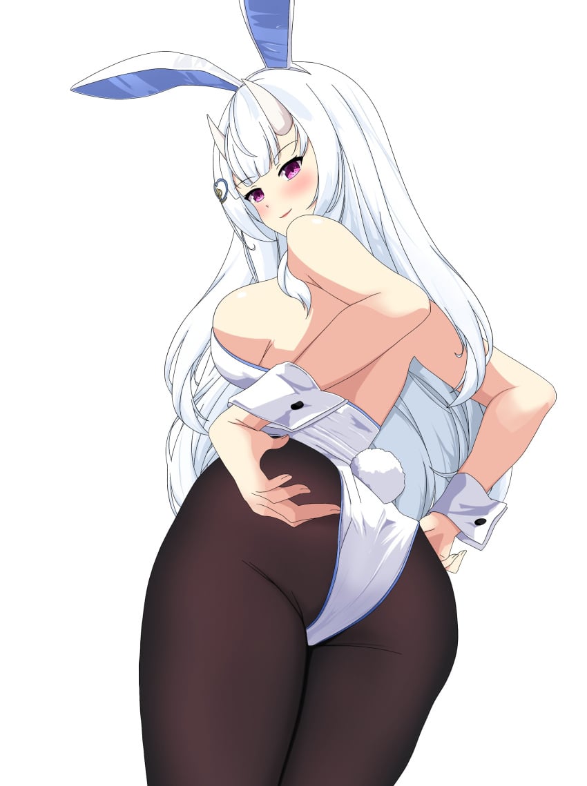 1girls 2024 2d 2d_(artwork) alternate_costume anastasia_white ass back_view backboob big_breasts blue_bunny_ears blush bunny_ears bunny_tail bunnysuit female female_focus female_only high_resolution highres horns hourglass_figure indie_virtual_youtuber latam_virtual_youtuber light-skinned_female light_skin long_hair looking_at_viewer looking_back looking_back_at_viewer low-angle_view purple_eyes raidenakatsuki simple_background slim_girl smiling smiling_at_viewer solo solo_female solo_focus standing tight_clothing virtual_youtuber vtuber vtuberfanart white_background white_bunny_ears white_bunnysuit white_hair young younger_female