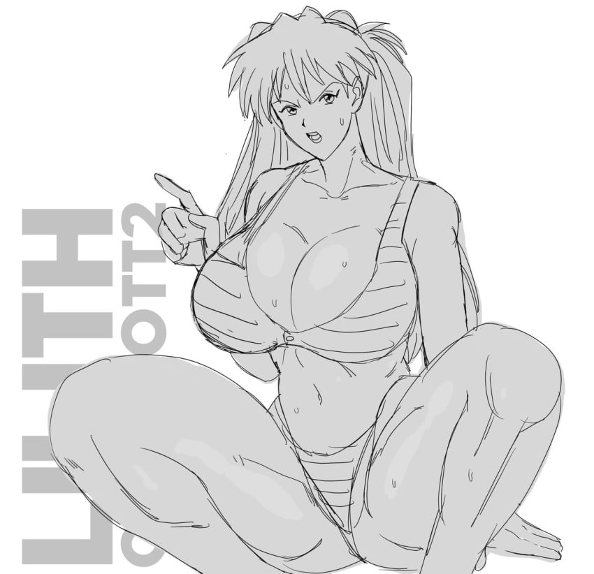 asuka_langley_sohryu bikini gigantic_breasts huge_breasts lilithcharlott2 neon_genesis_evangelion sketch thick_thighs