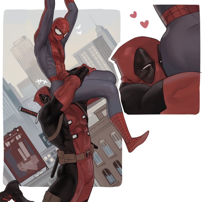 ass ass_focus deadpool gay lkikai male male/male male_only marvel marvel_comics peter_parker skintight_suit spider-man wade_wilson