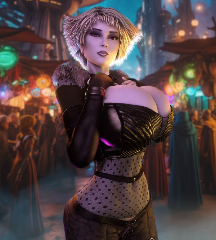 1girls 3d 3d_(artwork) alternate_breast_size big_hair boob_window breasts breasts_bigger_than_head chiana cleavage cleavage_cutout cleavage_window clothed clothed_female curvy farscape female female_only fingerless_gloves front_view gigantic_breasts gloves goth goth_girl grey-skinned_female grey_hair grey_skin hourglass_figure huge_breasts looking_at_viewer medium_hair nipples nipples_visible_through_clothing pale-skinned_female pale_skin shoulder_tuft silver_hair slim_waist solo solo_female thick_thighs thighs upper_body vaako white_hair wide_hips