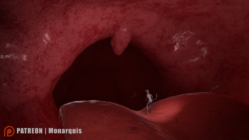 3d_(artwork) anthro digital_media_(artwork) domestic_cat felid feline felis hi_res internal internal_oral male mammal micro monarquis nude_male romy_(monarquis) solo throat tongue uvula vore widescreen