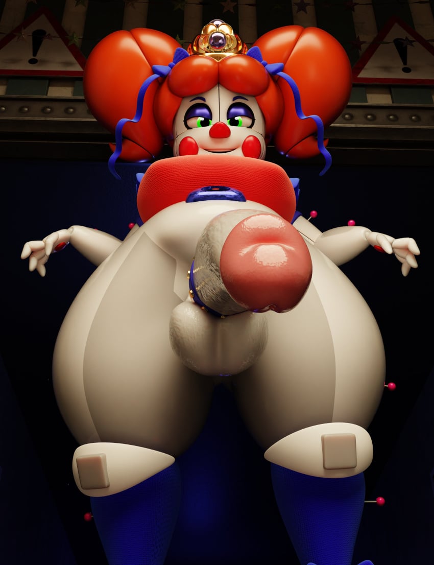 3d animatronic baby_(fnafsl) balls ballsack big_balls big_belly big_cock big_cocks blue_stockings bow bow_in_hair bow_ribbon circus_baby circus_baby_(fnaf) circus_queen_(justaperson) clown clown_girl crown dickgirl exposed_penis five_nights_at_freddy's five_nights_at_freddy's:_sister_location futanari ginger ginger_hair green_eyes_female huge_balls huge_cocks jordevoir justaperson_queendom looking_at_viewer orange_hair presenting presenting_penis red_hair robot robot_girl sister_location smile smiling smiling_at_viewer solo solo_futa stockings testicles thick thick_thighsgreen_eyes tiara white_body white_skin white_skin_(monochrome) winking_at_viewer