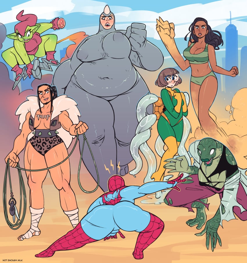 5+girls 7girls abs ass ass_focus ass_visible_through_thighs bandage belt big_ass big_breasts bikini bob_cut bodysuit brown_hair cameltoe covered_navel covered_nipples dark-skinned_female doctor_octopus drooling erect_nipples_under_clothes fat_ass glasses goblin goblin_female green_goblin green_scales helen_stacy huge_breasts kraven_the_hunter labcoat lasso leotard light-skinned_female lizard lizard_humanoid marvel medium_breasts muscular muscular_female navel no_bra no_panties non-mammal_breasts not_enough_milk_(artist) panties petite petite_body pointy_ears rhino_(spider-man) rope round_glasses rule_63 russian_girl sandgirl sandman scalie scalie_humanoid scar shortstack shy sinister_six small_breasts spider-man_(series) spider-milf spider-woman spider_sense spider_web_print spidersona spiked_belt spiked_collar superheroine tagme tentacle tentacle the_lizard_(marvel) tight_clothing torn_clothes torn_pants vest villainess white_eyes white_sclera