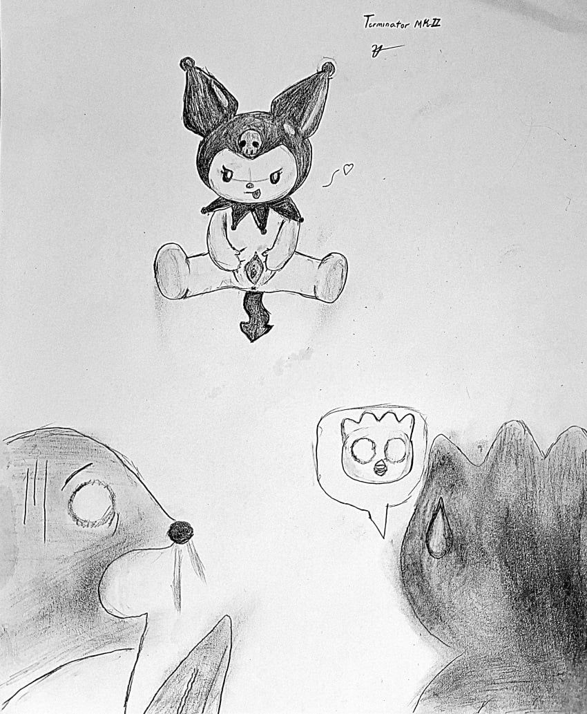 avian badtz-maru baku chibi kuromi lagomorph leporid mammal on_model penguin pussy sanrio tapir terminatormkii traditional_media_(artwork)