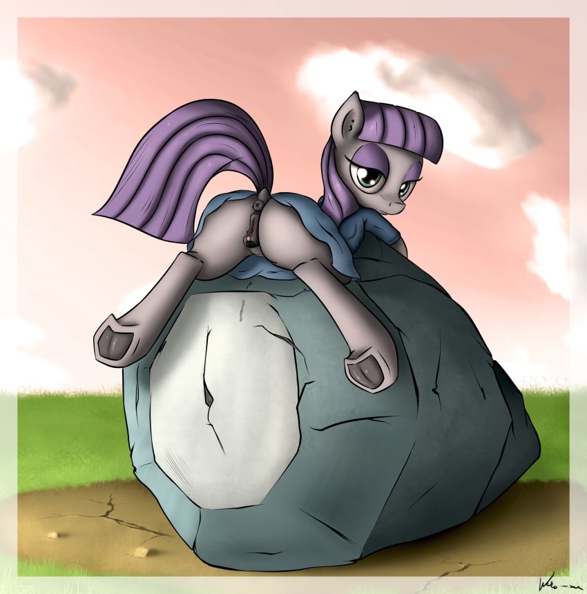 2014 anus ass clothing cloud earth_pony equine female female_only feral friendship_is_magic fur grass grey_fur hair half-closed_eyes hi_res high_resolution highres hooves horse looking_at_viewer lying mammal maud_pie_(mlp) my_little_pony neko-me on_front outside pony purple_hair pussy rock solo spread_legs spreading tom_(mlp)