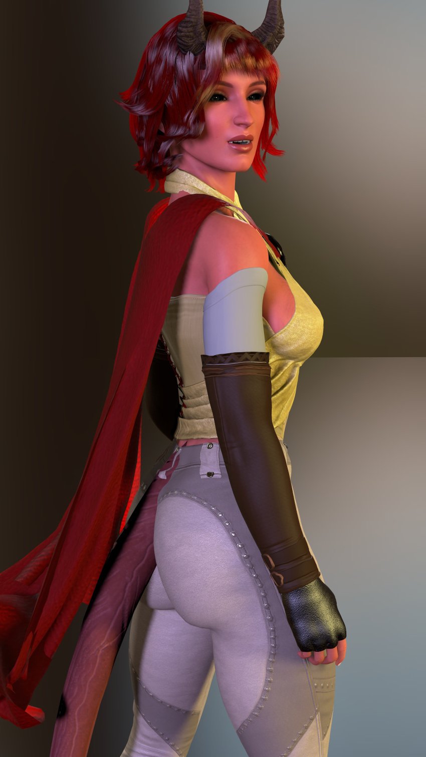 black_eyes busty dungeons_and_dragons fallcosplay fireball nixie_(1_for_all) red_hair tiefling