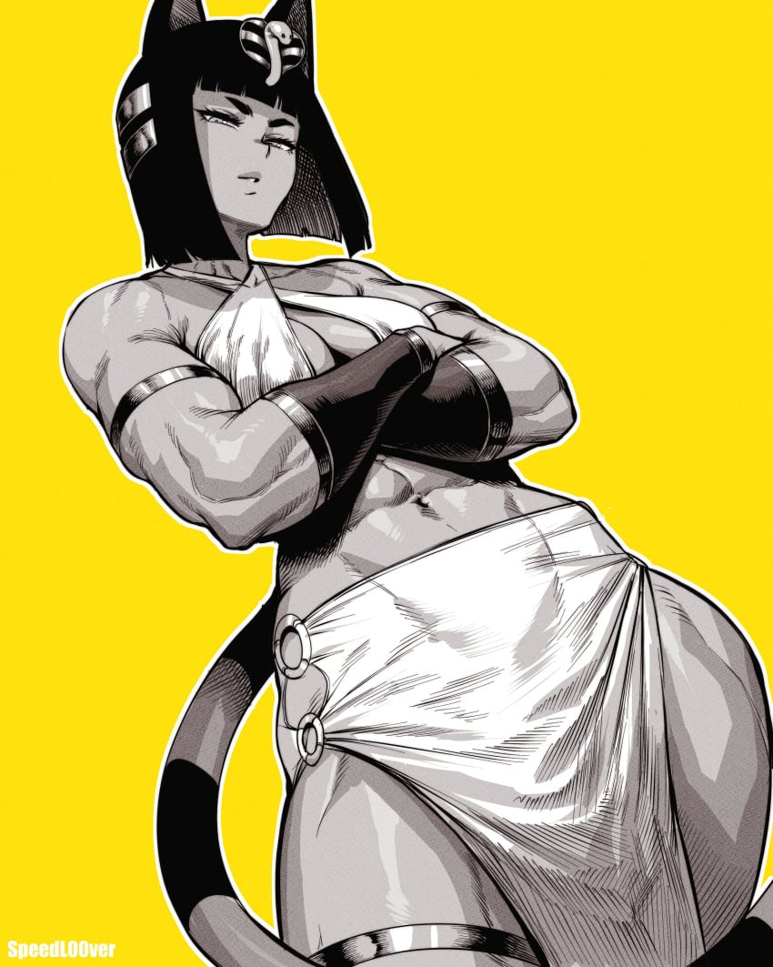 2d 2d_(artwork) abs animal_crossing ankha ankha_(animal_crossing) athletic athletic_female clothed clothed_female dominant dominant_female egyptian egyptian_female female female_focus female_only looking_at_viewer looking_down looking_down_at_viewer muscles muscular muscular_female nintendo solo solo_female solo_focus speedl00ver thick_thighs thighs toned toned_female video_game_character