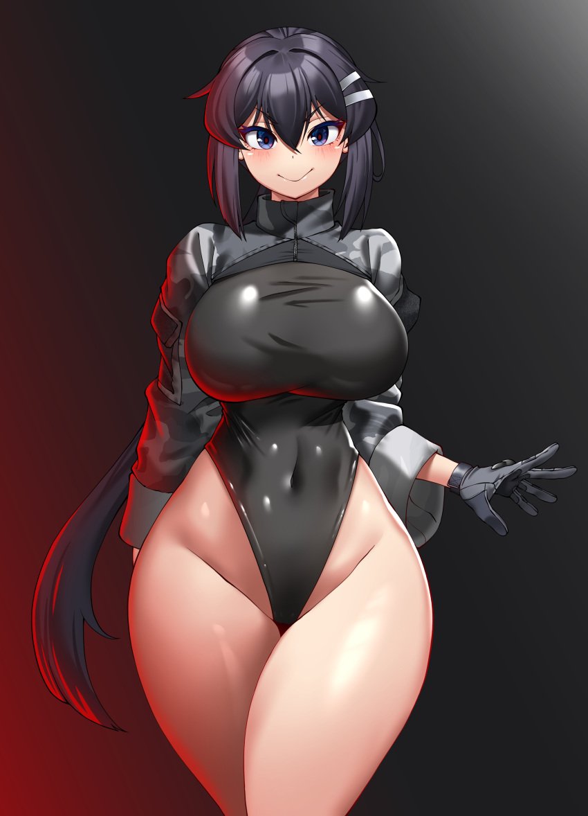 1girls absurd_res breasts female female_focus female_only gloves hi_res hitch_(hitch_driessen/perotoss400/kirochef) hitch_(perotoss) large_breasts leotard light-skinned_female light_skin looking_at_viewer original original_character solo thick_thighs thighs wide_hips