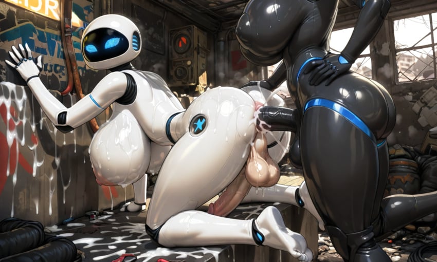 ai_generated anal anal_sex cum cum_in_ass eve_(wall-e) futanari wall-e