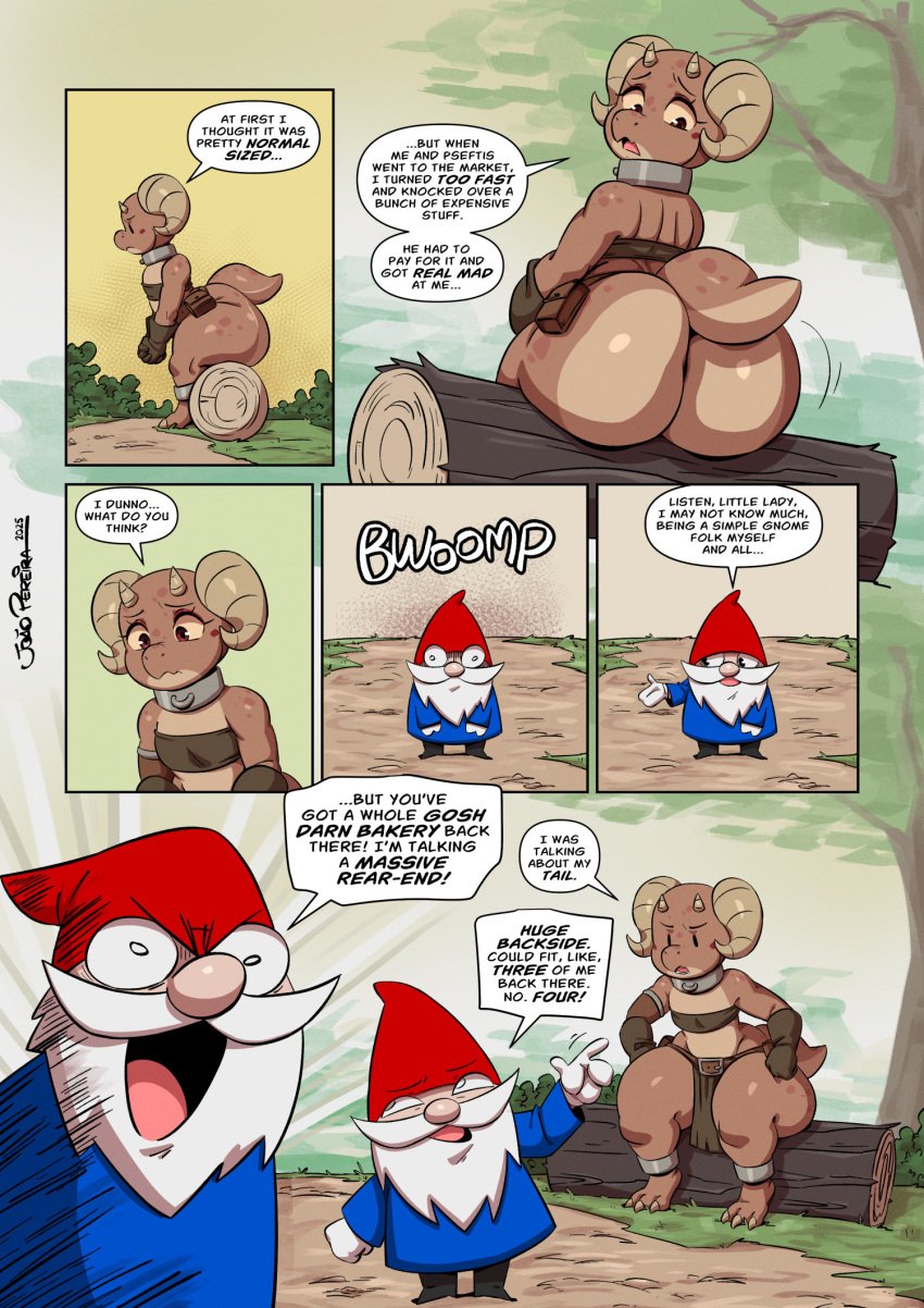 1boy 1girls 2025 anthro ass dialogue english_dialogue english_text female gnome hi_res high_resolution highres joaoppereiraus kobold male piko_(simplifypm) simplifypm tail tales_of_sezvilpan_(copyright) text thighs