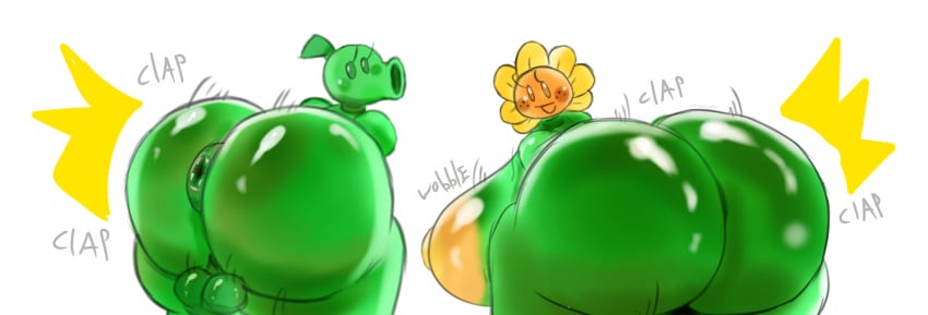 anthrofied ass_focus bimbofied bouncing_ass clapping_ass clapping_cheeks femboy huge_ass huge_breasts peashooter_(pvz) plant plants_vs._zombies plants_vs_zombies popcap_games pvz sunflower sunflower_(pvz) tagme twerk twerking zeraniumz