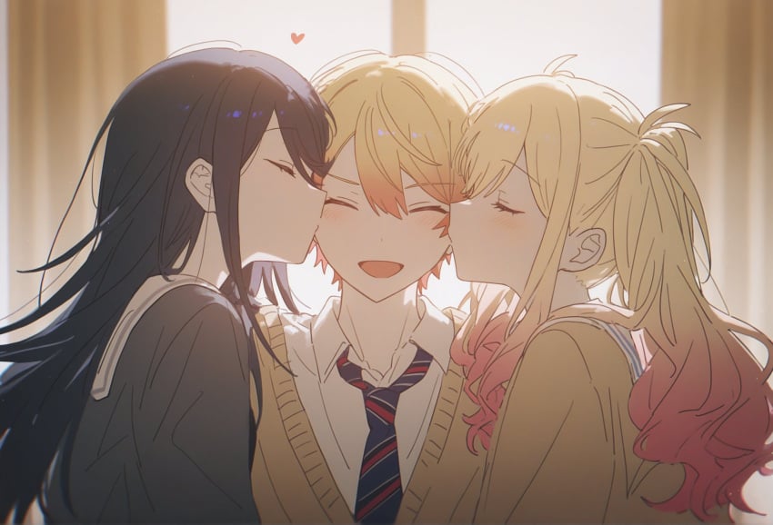 ai_generated hoshino_ichika_(project_sekai) kissing_cheek project_sekai safe tenma_saki tenma_tsukasa wholesome