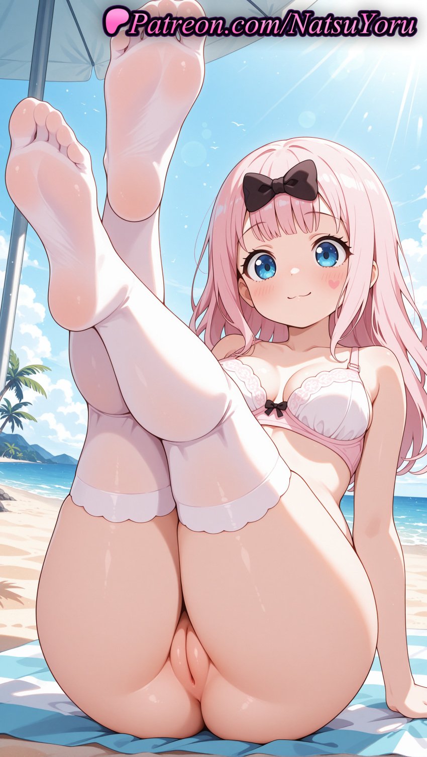 1girls 2025 ai ai_assisted ai_generated anime anime_style anus arm_support asian ass asshole bangs bare_shoulders beach beach_umbrella bikini black_bow blue_eyes blue_sky blunt_bangs blush bottomless bow bow_bra bra breasts bust busty cleavage cleft_of_venus closed_mouth cloud collarbone day feet feet_up female_focus female_only foot_fetish foot_focus foreshortening fujiwara_chika full_body hairbow heart hentai hi_res high_quality high_resolution highres juicy_butt kaguya-sama_wa_kokurasetai_~tensai-tachi_no_renai_zunousen~ labia_majora legs legs_up long_hair looking_at_viewer medium_breasts natsuyoru no_panties no_shoes non-asian ocean oshiri outdoors paipan palm_tree patreon pink_bra pink_hair pussy sitting sky smile soles solo solo_female stable_diffusion sunlight swimsuit thighhighs thighs toes towel tree umbrella uncensored underwear underwear_only vagina voluptuous voluptuous_female water white_bra white_legwear white_thighhighs