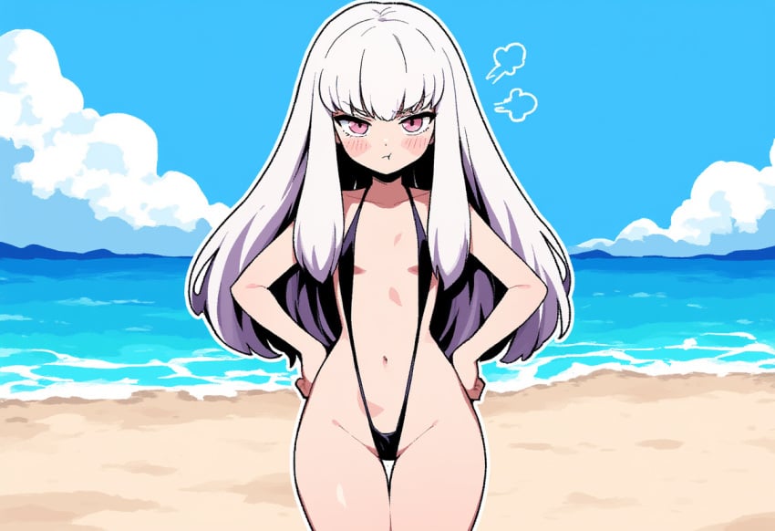 1girls ai_generated fire_emblem fire_emblem:_three_houses lysithea_von_ordelia novelai sling_bikini slingshot_swimsuit solo_female