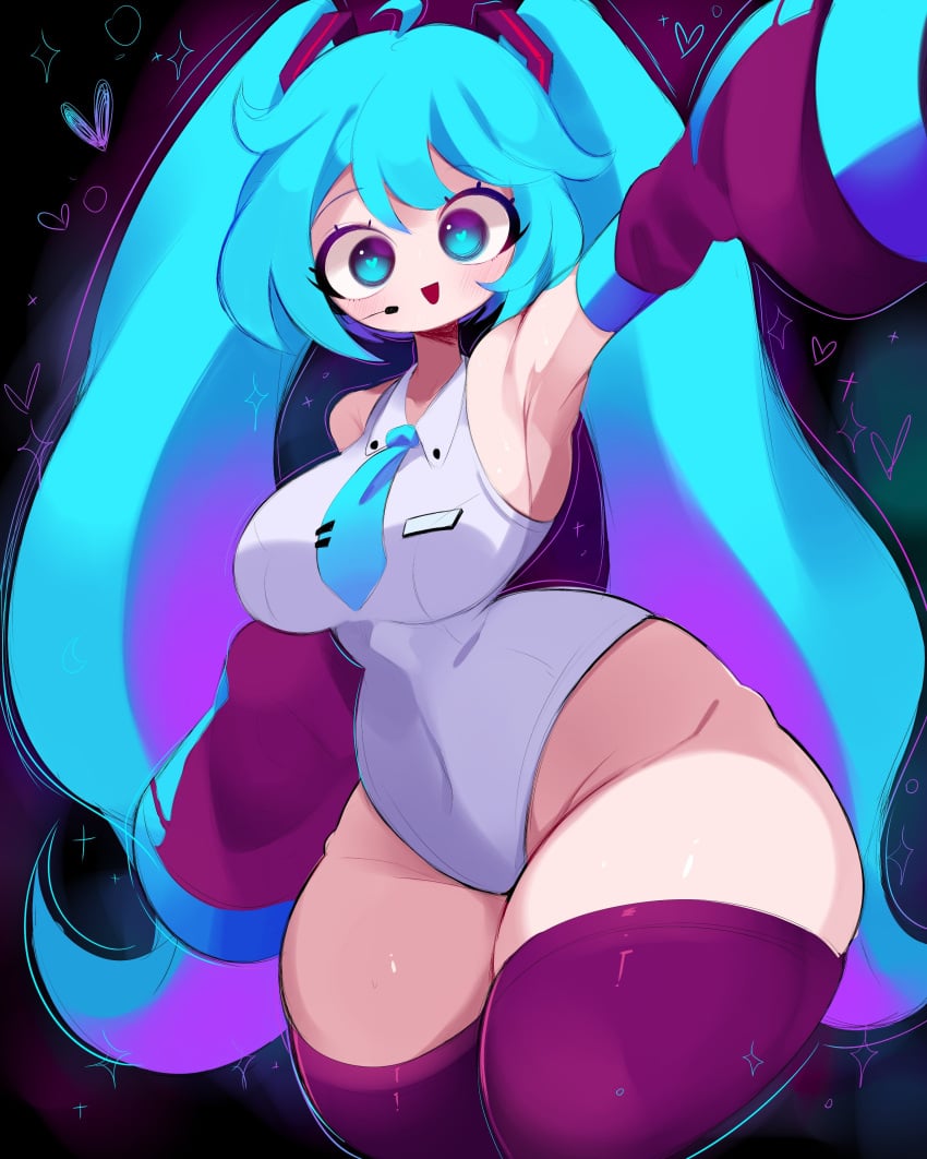 1girls absurd_res big_eyes blue_hair breasts female female_focus female_only fortnite hatsune_miku hatsune_miku_(fortnite) hi_res light-skinned_female light_skin rox_hoxten solo thick_thighs thighhighs thighs vocaloid wide_hips