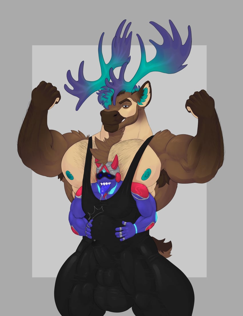 absurd_res anthro cervine deer duo elk hi_res humanoid kyurie_(dragonick7) machine male male/male mammal robot sinminus