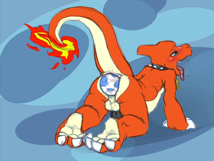 1boy anal charmeleon cobalthusky collar egg egg_laying male male_only nintendo penis pokémon_(species) pokemon pokemon_(species) scalie solo video_games