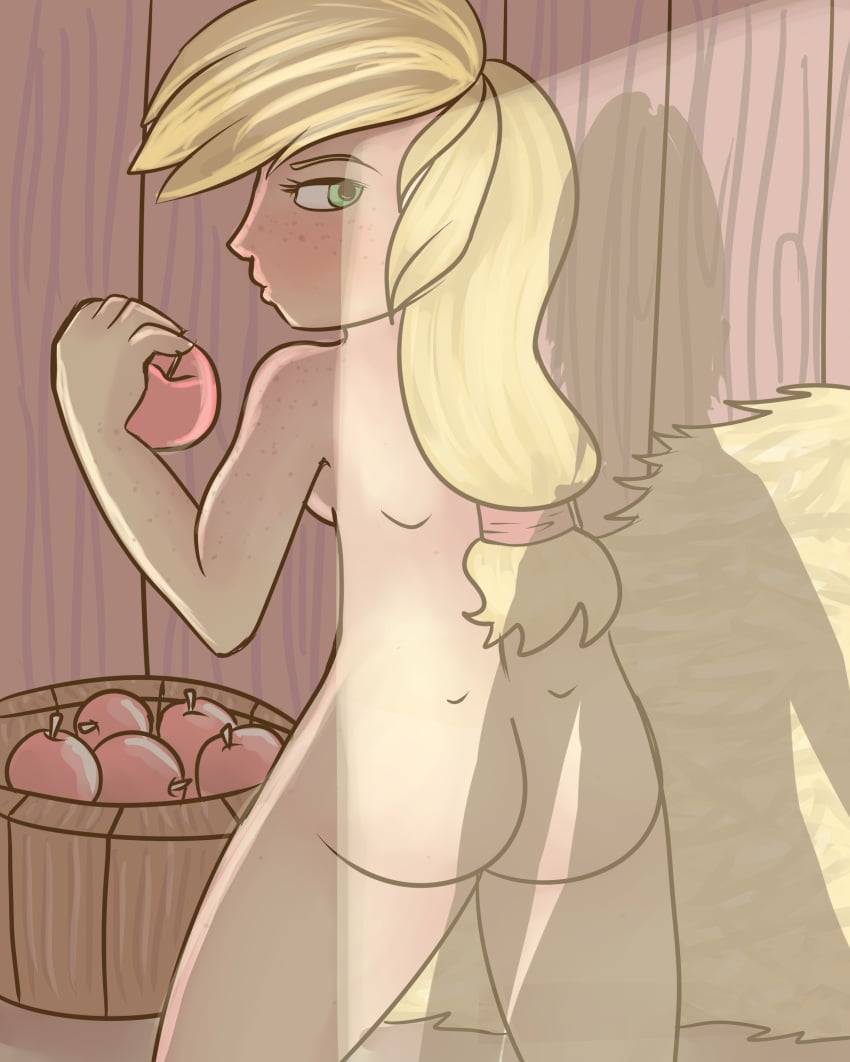 applejack_(mlp) back_view female friendship_is_magic human humanized my_little_pony nude rainbowsprinkles smooth_skin solo