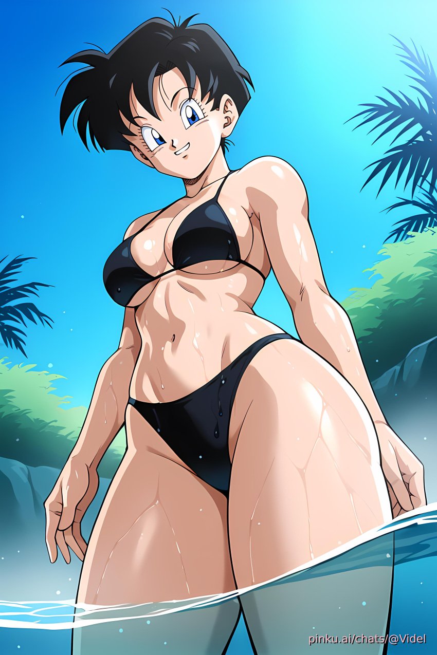 ai_generated aichat beach bikini candid cute dragon_ball pinku pinku.ai pinkuai short_hair videl