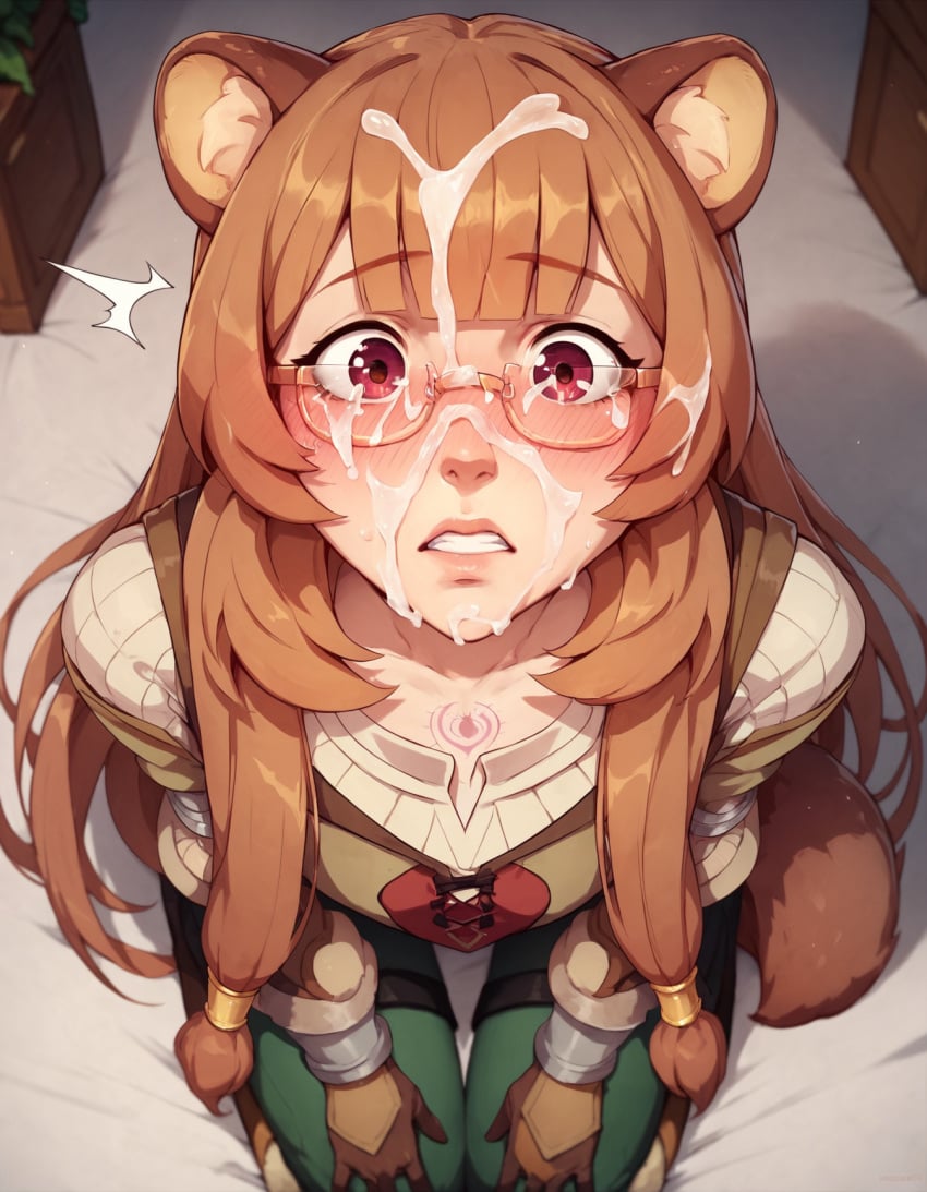 1girls ai_generated animal_ears blush clenched_teeth cum cum_on_face cum_on_glasses cute fetish glasses kneeling long_hair looking_at_viewer obedience on_knees pov pov_eye_contact raccoon_ears raccoon_girl raccoon_tail raphtalia rtxfus rtxfus34 shocked slave slave_tattoo slavegirl solo surprised tail tate_no_yuusha_no_nariagari tattoo training unexpected young