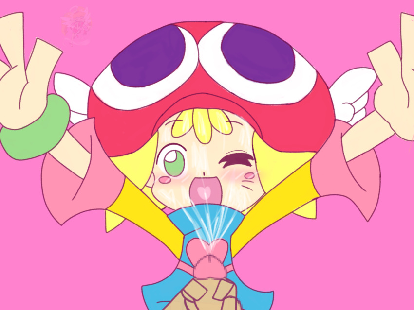 1girls 2019 accurate_art_style amitie blonde_hair blush blush_lines blush_stickers bracelet clothing cum cum_on_face cum_on_hair dont_report_my_post duplicate facial green_eyes handjob happy hat highres kawaii3chan kawaii3chan_(artist) loli long_sleeves one_eye_closed open_mouth penis pink_background pov puyo_puyo puyo_puyo_artstyle puyo_puyo_fever sega simple_background turtleneck young