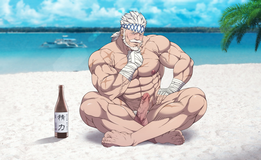 balls bara beard boner erection facial_hair granblue_fantasy male male_only muscles muscular nude penis ryans sitting solo solo_male soriz