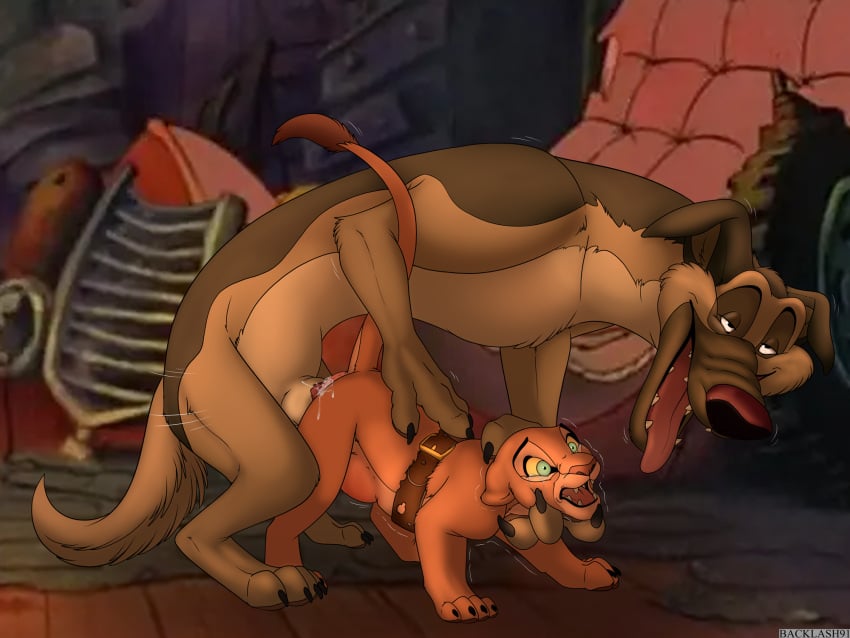 age_difference all_dogs_go_to_heaven backlash91 canid canine canis charlie_barkin conditional_dnp cub domestic_dog don_bluth duo female feral from_behind_position hi_res male male/female mammal nala_(the_lion_king) sex size_difference the_lion_king young