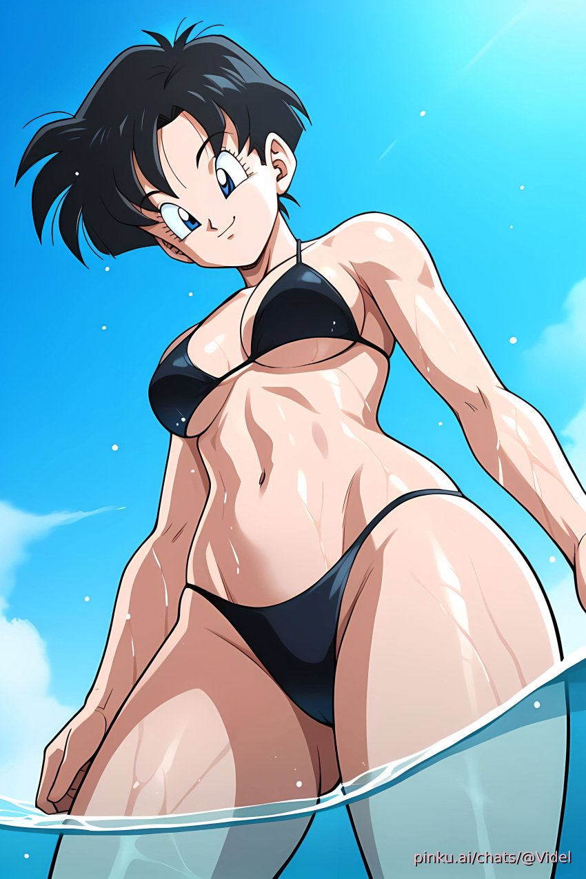 ai_generated aichat beach bikini candid cute dragon_ball pinku pinku.ai pinkuai short_hair videl