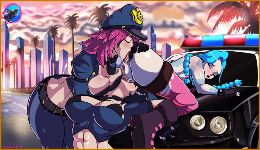 3girls abs anilingus animated anus ass ass_cleavage athletic athletic_female bare_midriff black_hair blue_hair blue_plate_special bouncing_breasts building butt_crack caitlyn_kiramman car city cop cops_and_robbers_series cunnilingus detailed_background dusk eating_out evening female female_only forced forced_yuri hat huge_ass incest jinx_(league_of_legends) league_of_legends licking licking_anus licking_ass licking_pussy light-skinned_female light_skin multiple_females multiple_girls muscular muscular_female officer_caitlyn officer_vi on_car on_hood oral outdoors pale-skinned_female pale_skin palm_tree pink_hair police_car police_hat police_officer police_uniform policewoman pussy pussy_juice rape rimjob rimming riot_games road sisters sky spazkid tattoo the_grind_series thick_thighs toned toned_female trees uniform vehicle vi yuri