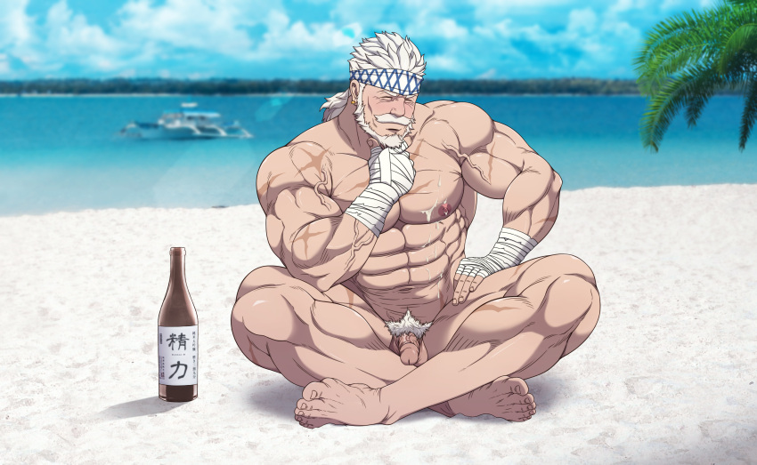 balls bara beard facial_hair flaccid granblue_fantasy male male_only muscles muscular nude penis ryans sitting solo solo_male soriz