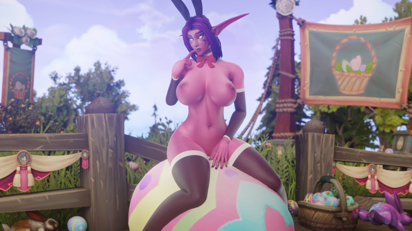 1girls 3d big_ass big_breasts blizzard_entertainment bunny_ears female female_only huge_breasts morilymory night_elf noblegarden nude original_character pinup purple_hair purple_skin pussy raelisenna_nightdream solo stockings thick_thighs voluptuous voluptuous_female warcraft wide_hips world_of_warcraft