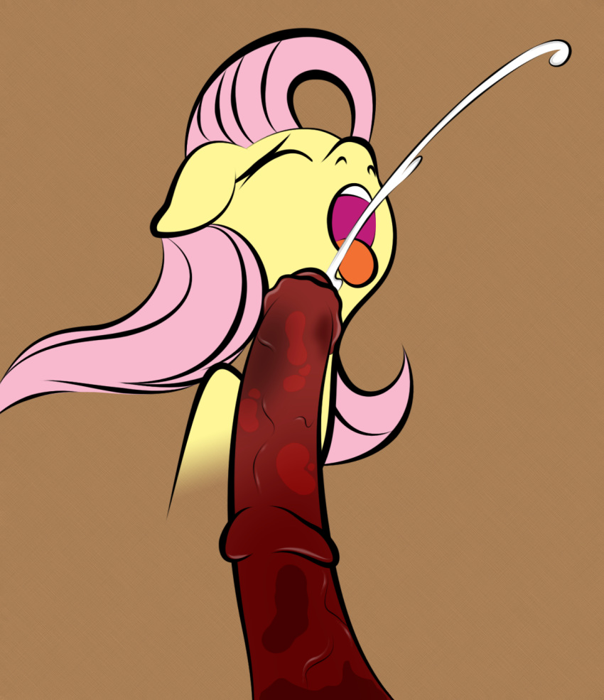 2014 animal_genitalia closed_eyes cum cum_in_mouth cum_inside cum_on_tongue equine female fluttershy_(mlp) friendship_is_magic hair horsecock long_hair male mammal mostazathy my_little_pony open_mouth penis straight straight_hair tongue tongue_out vein