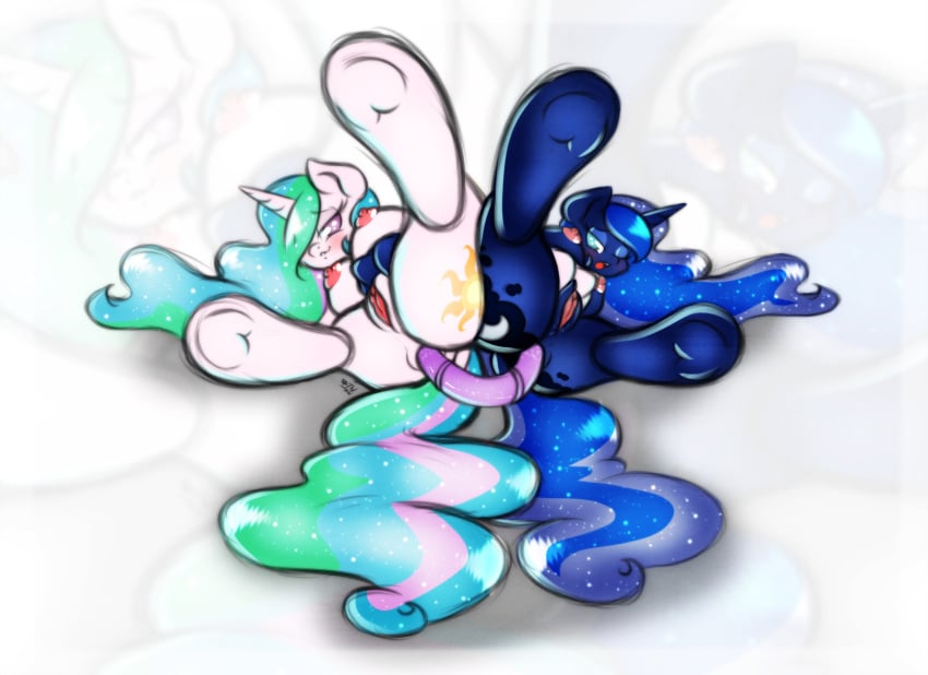 2014 anal anal_insertion anal_sex anthro ass blue_fur blue_hair blush breasts cutie_mark dildo double_dildo duo ep777 equine female friendship_is_magic fur hair hi_res hooves horn incest insertion looking_at_viewer lying mammal multicolored_hair my_little_pony nipples on_side one_eye_closed one_leg_up open_mouth penetration princess_celestia_(mlp) princess_luna_(mlp) purple_eyes pussy royal_sisters_(mlp) sex_toy sibling sisters spread_legs spreading white_fur yuri