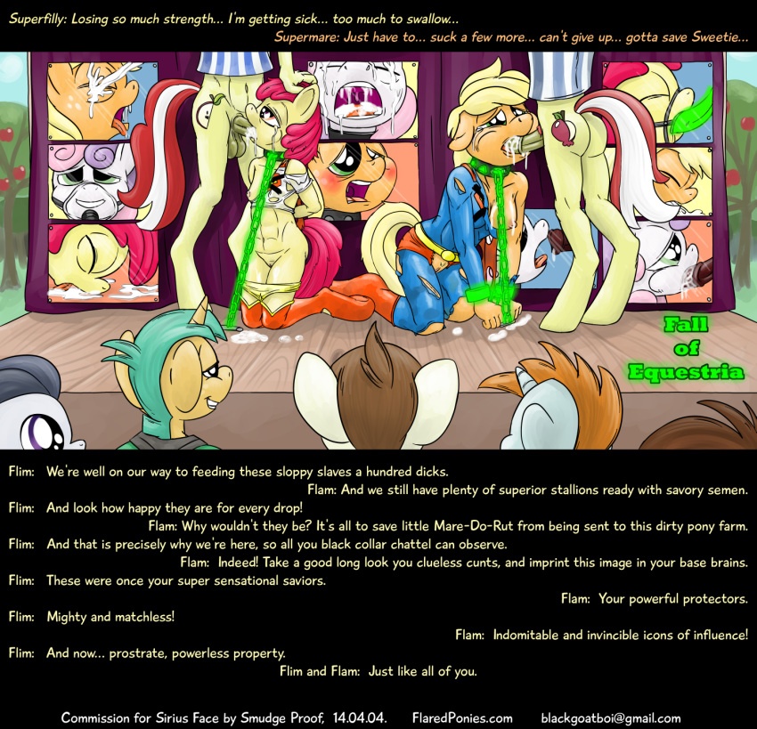 anthrofied apple_bloom_(mlp) applejack_(mlp) bottomless cosplay crossover dc depowered fall_of_equestria featherweight_(mlp) fellatio flam_(mlp) flim_(mlp) forced friendship_is_magic helpless kryptonite my_little_pony nipples oral oral_sex penis pipsqueak_(mlp) public rape rumble_(mlp) sex smooth_skin smudge_proof snails_(mlp) snips_(mlp) supergirl_(cosplay) superman supermare sweet_apple_acres