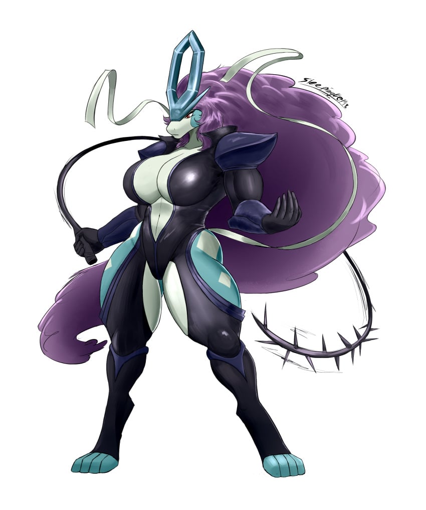 big_breasts bodysuit breasts female legendary_pokemon nintendo pokémon_(species) pokemon pokemon_(species) sleepingeel suicune thighs