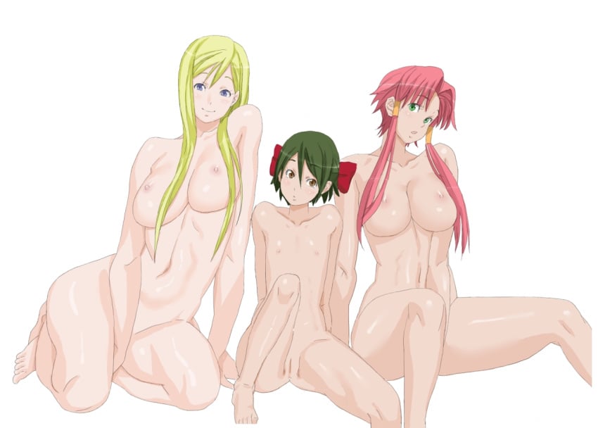 ai_(aria) akari_mizunashi_(aria) alicia_florence_(aria) aria_(series) bow female_only flat_chest human human_only large_breasts looking_at_viewer multiple_girls pussy small_breasts tagme uncensored