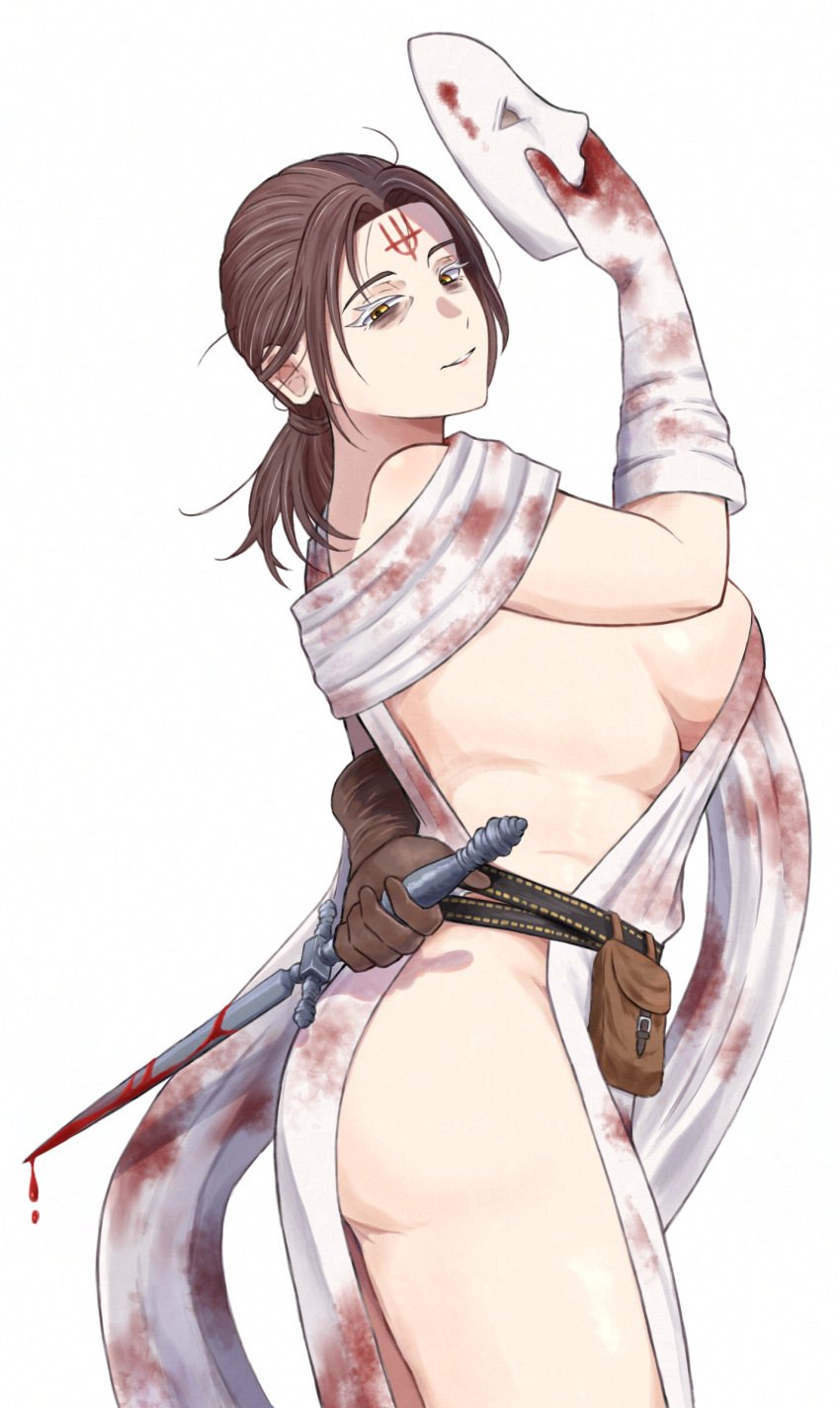 big_ass big_breasts dagger elden_ring female female_only fromsoftware mask rule_63 sideboob thick_thighs weapon white_mask_varré