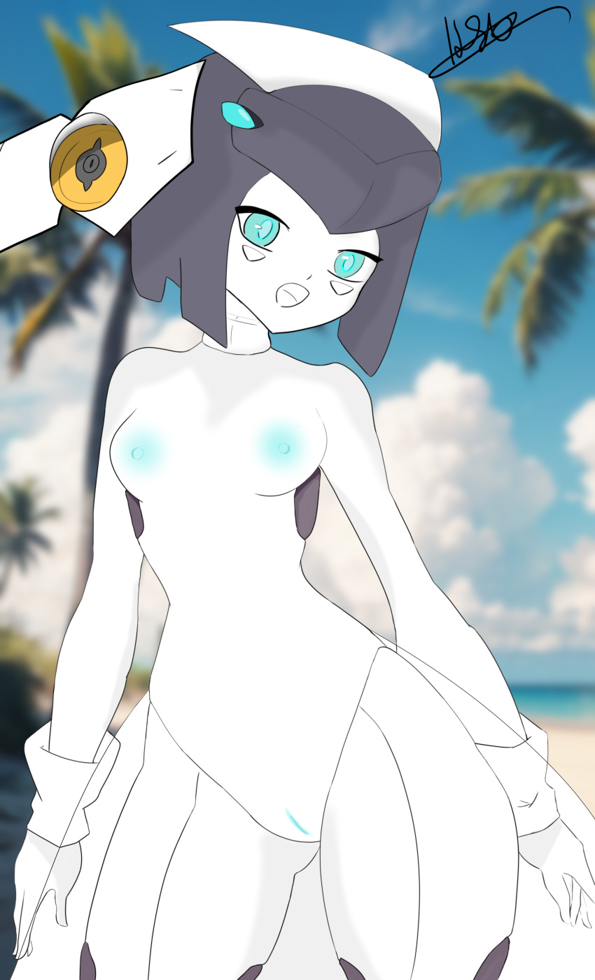 beach blue_eyes dia_(world_flipper) nude request robot_girl world_flipper