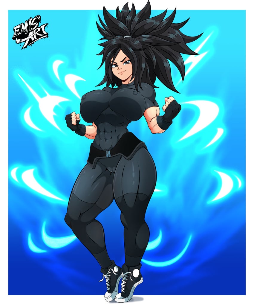 ass big_ass big_breasts big_butt black_eyes black_hair boobs breasts cameltoe color colored commission dragon_ball dragon_ball_super dragon_ball_xenoverse dragon_ball_z female female_focus female_only female_saiyan full_body full_color leggings long_hair long_hair_female muscular muscular_female original_character outfit ponytail saiyan saiyan_girl serena serena_(dragon_ball) smiling thick_thighs white_body white_skin