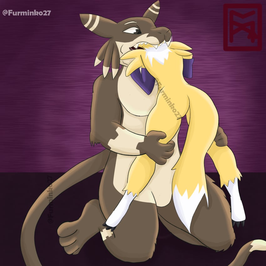 absurd_res anthro anthro_only bandai_namco digimon digimon_(species) duo eating female furminko27 hi_res male male/female renamon vore