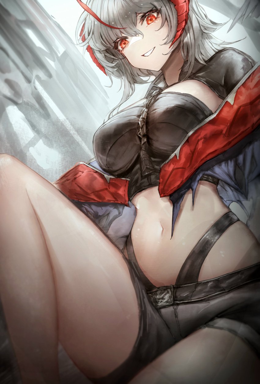 1girls arknights female female_only onedr red_eyes thighs w_(arknights)