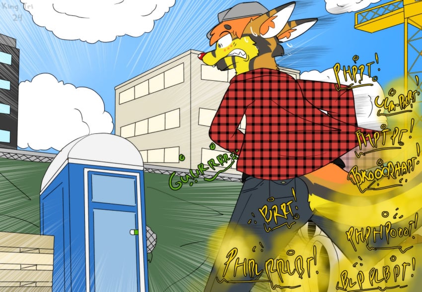 anthro canid canine canis coyote desperation fart fart_cloud fart_fetish hi_res king-triangle lemondropuwu male mammal omorashi onomatopoeia solo sound_effects text